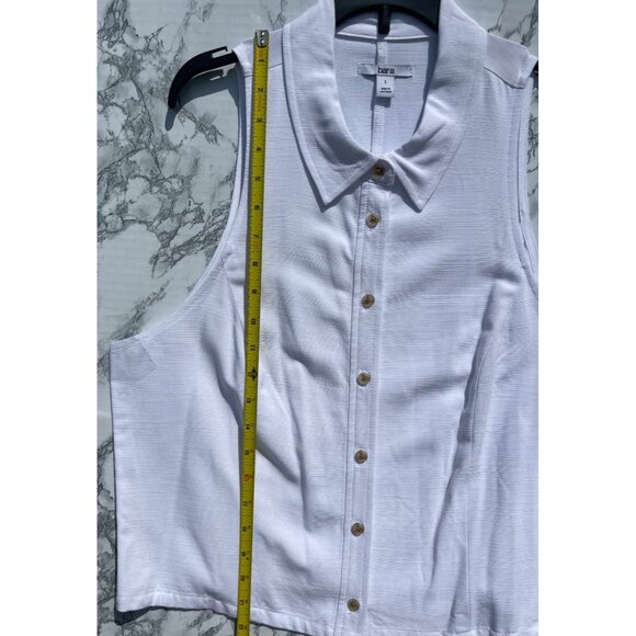 Bar III Womens White Sleeveless Button-Down Collared Top Size L Lightweight - Picture 6 of 10
